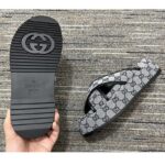 Gucci Women Platform Slide Sandal Beige Blue Original GG Canvas Rubber Sole Low Heel - Image 8