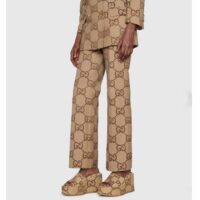 Gucci Women Platform Slide Sandal Camel Ebony Maxi GG Canvas High Heel 10 Cm (9)