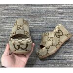 Gucci Women Platform Slide Sandal Camel Ebony Maxi GG Canvas High Heel 10 Cm - Image 8