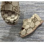 Gucci Women Platform Slide Sandal Camel Ebony Maxi GG Canvas High Heel 10 Cm - Image 6