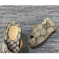 Gucci Women Platform Slide Sandal Camel Ebony Maxi GG Canvas High Heel 10 Cm (9)