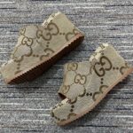 Gucci Women Platform Slide Sandal Camel Ebony Maxi GG Canvas High Heel 10 Cm - Image 5