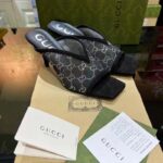 Gucci Women Sandal Black Mesh GG Crystals Square Toe Mid Heel 8 Cm Heel - Image 3