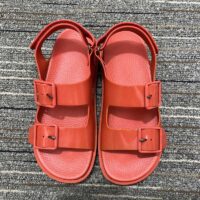 Gucci Women Sandal Mini Double G Red Rubber Double G Studs Low Heel (1)