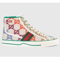 Gucci Women Tennis 1977 Sneaker Multicolor GG Linen Fabric Flat 2 Cm Heel (2)