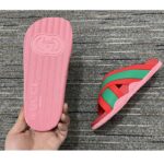 Gucci Women Web Slide Sandal Green Red Rubber Web Straps Rubber Sole Flat - Bild 6