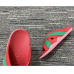 Gucci Women Web Slide Sandal Green Red Rubber Web Straps Rubber Sole Flat - Bild 8