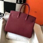 Hermes Women Birkin 30 Bag in Epsom Leather with Gold Hardware-Maroon - Image 3