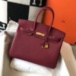 Hermes Women Birkin 30 Bag in Epsom Leather with Gold Hardware-Maroon - Image 2