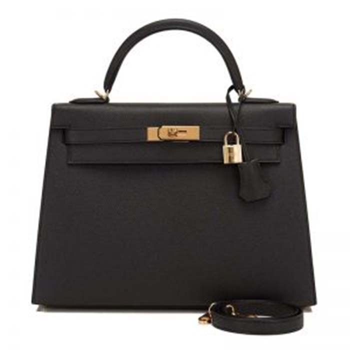Hermes Women Kelly Sellier 32 Bag in Togo Leather with Gold Hardware-Black