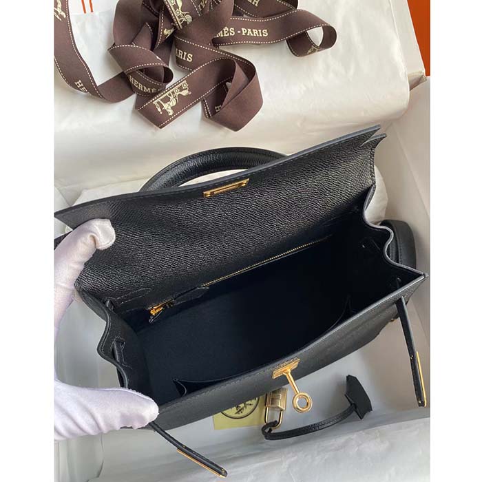 Hermès Kelly 32 Noir (Black) Togo Gold Hardware GHW — The French Hunter