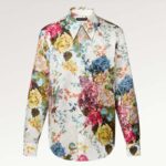 Camisa clásica Louis Vuitton LV para hombre, diseño de flores, algodón y seda, multicolor, corte regular