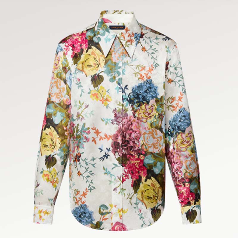 Louis Vuitton LV Men Classic Shirt Flowers Tapestry Cotton Silk Multicolor Regular Fit