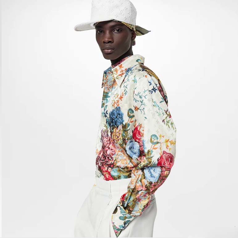 Louis Vuitton LV Men Flowers Poplin Patchwork Hoodie Cotton Multicolor  Loose Fit - LULUX