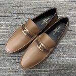 Louis Vuitton LV Men Hockenheim Moccasin Cognac Brown Calf Leather Monogram Canvas - Imagen 4