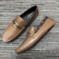 Louis Vuitton LV Men Hockenheim Moccasin Cognac Brown Calf Leather Monogram Canvas (5)