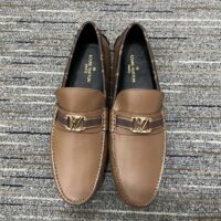 Louis Vuitton LV Men Hockenheim Moccasin Cognac Brown Calf Leather Monogram Canvas (5)