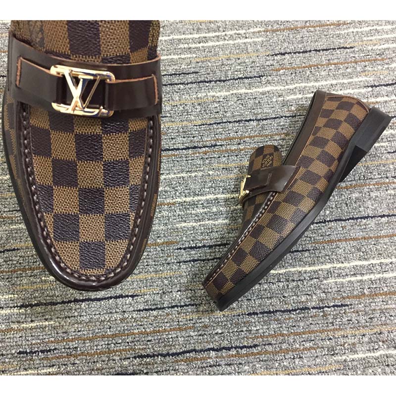 Shop Louis Vuitton DAMIER Leather Logo Oxfords (1A5V0P) by