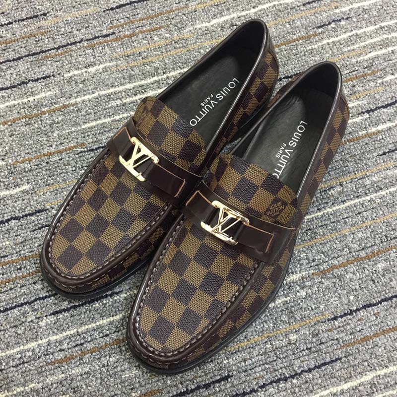 Louis Vuitton Brown Damier Canvas and Leather Major Loafers Size 43 Louis  Vuitton