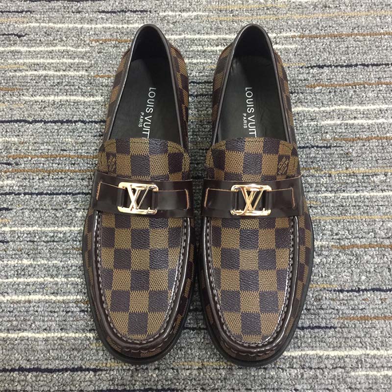 Louis Vuitton Men's Major Loafers Giant Damier Graphite with Leather Black  20678933