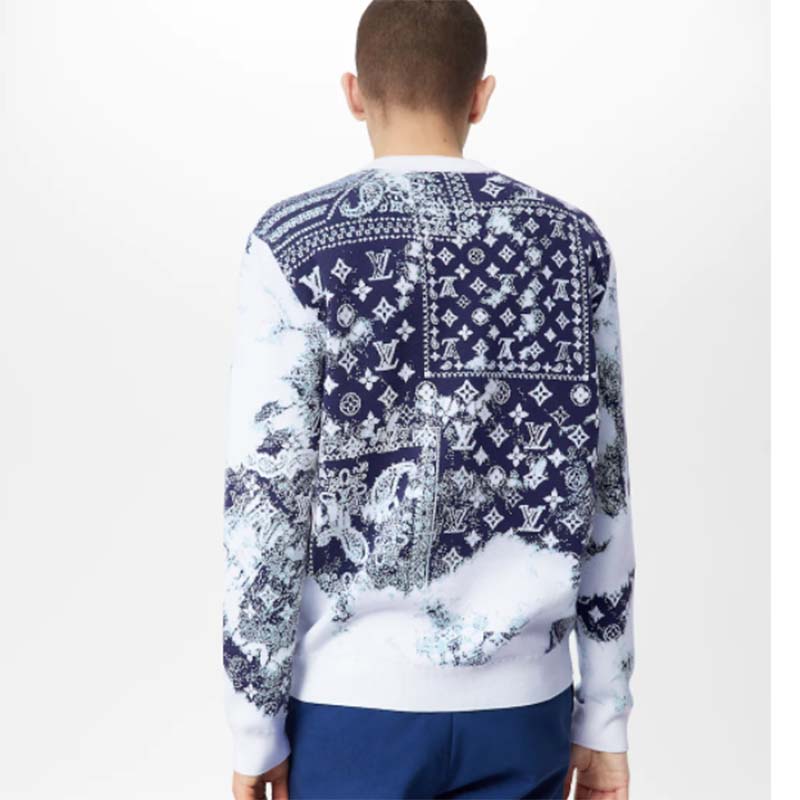 Louis Vuitton LV Men Monogram Bandana Crewneck Sweatshirt Cotton Indigo  Slightly Loose Fit - LULUX