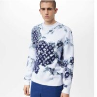 Louis Vuitton LV Men Monogram Bandana Crewneck Sweatshirt Cotton Indigo Slightly Loose Fit (1)