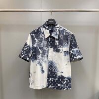 Louis Vuitton LV Men Monogram Bandana Short-Sleeved Denim Shirt Cotton Indigo Regular Fit (8)
