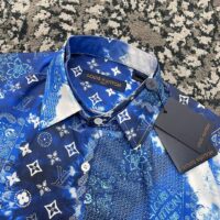 Louis Vuitton LV Men Monogram Bandana Short-Sleeved Shirt Cotton Indigo Regular Fit (5)