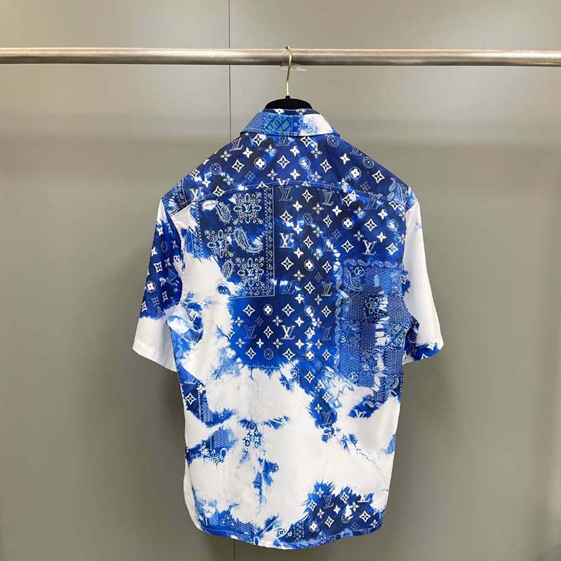 Louis Vuitton Blue Monogram Bandana Button Up Shirt