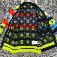 Louis Vuitton LV Men Monogram Black Lime Mohair Cardigan Multicolor Regular Fit (12)