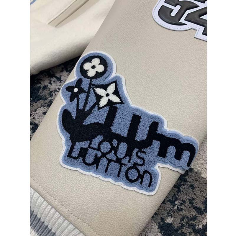Louis Vuitton Multi-Patches Mixed Leather Varsity Blouson 100% LWG Leather  Certified Calf Leather Colour: Milky White Size: M-XXL 📲…