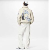 Louis Vuitton LV Men Multi-Patches Mixed Leather Varsity Blouson LWG Calf White (8)