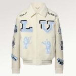 Louis Vuitton LV Men Multi-Patches Mixed Leather Varsity Blouson LWG Calf White