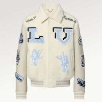 Louis Vuitton LV Men Multi-Patches Mixed Leather Varsity Blouson LWG Calf White (8)