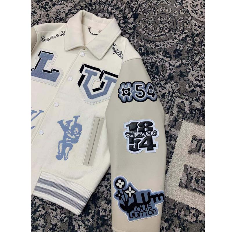 vuitton multi patches mixed leather varsity blouson