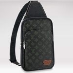 Louis Vuitton LV Unisex Avenue Sling Bag Dark Green Monogram Coated Canvas Cowhide