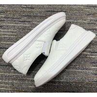 Louis Vuitton LV Unisex Beverly Hills Slip-On Sneaker White Monogram Embossed Calf Leather (6)