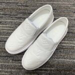 Louis Vuitton LV Unisex Beverly Hills Slip-On Sneaker White Monogram Embossed Calf Leather – Image 4