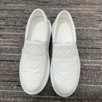 Louis Vuitton LV Unisex Beverly Hills Slip-On Sneaker White Monogram Embossed Calf Leather – Image 3
