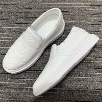 Louis Vuitton LV Unisex Beverly Hills Slip-On Sneaker White Monogram Embossed Calf Leather (6)