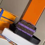 Louis Vuitton LV Unisex Handle Soft Trunk Monogram Macassar Coated Canvas Purple Cowhide - Bild 3