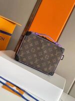 Louis Vuitton LV Unisex Handle Soft Trunk Monogram Macassar Coated Canvas Purple Cowhide - Bild 5
