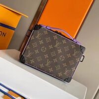 Louis Vuitton LV Unisex Handle Soft Trunk Monogram Macassar Coated Canvas Purple Cowhide (10)