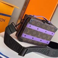 Louis Vuitton LV Unisex Handle Soft Trunk Monogram Macassar Coated Canvas Purple Cowhide (10)