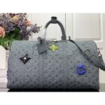 Louis Vuitton LV Unisex Keepall 50 Granite Taurillon Monogram Embossed Cowhide Leather - Image 2