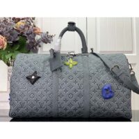 Louis Vuitton LV Unisex Keepall 50 Granite Taurillon Monogram Embossed Cowhide Leather (3)