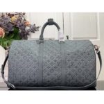 Louis Vuitton LV Unisex Keepall 50 Granite Taurillon Monogram Embossed Cowhide Leather - Image 3