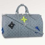Louis Vuitton LV Unisex Keepall 50 Granite Taurillon Monogram Embossed Cowhide Leather