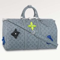 Louis Vuitton LV Unisex Keepall 50 Granite Taurillon Monogram Embossed Cowhide Leather (3)