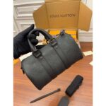 Louis Vuitton LV Unisex Keepall Bandoulière 25 Black Taurillon Monogram Cowhide Leather - Imagen 4
